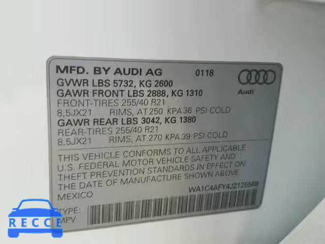 2018 AUDI SQ5 PRESTI WA1C4AFY4J2125569 image 9