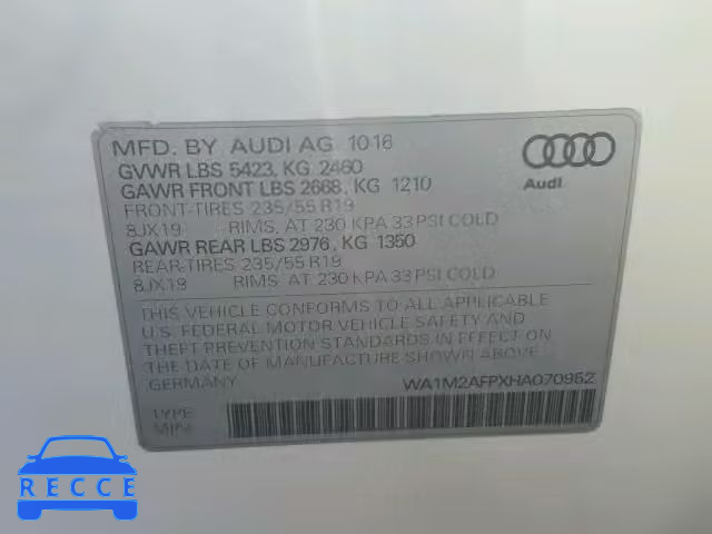 2017 AUDI Q5 WA1M2AFPXHA070952 image 9