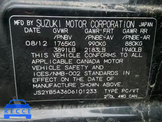 2013 SUZUKI SX4 BASE JS2YB5A36D6101233 image 9