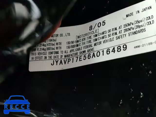 2006 YAMAHA XV1700 A JYAVP17E56A016489 image 9