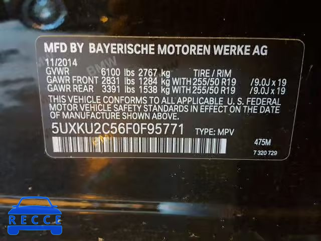 2015 BMW X6 XDRIVE3 5UXKU2C56F0F95771 image 9