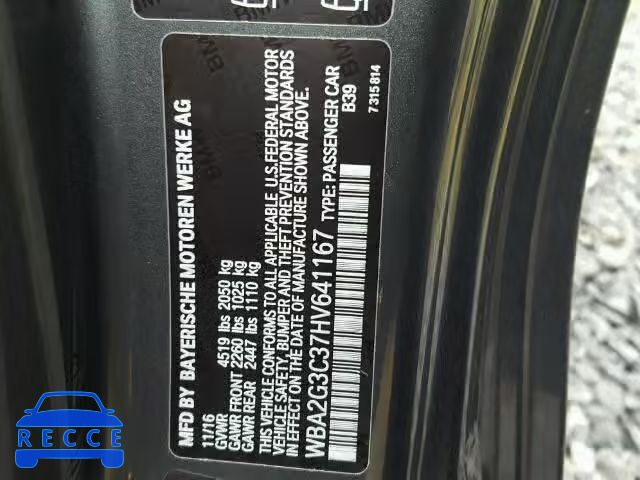2017 BMW M240XI WBA2G3C37HV641167 зображення 9