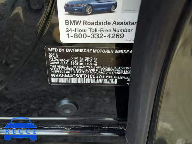 2015 BMW 535 XIGT WBA5M4C58FD186376 зображення 9