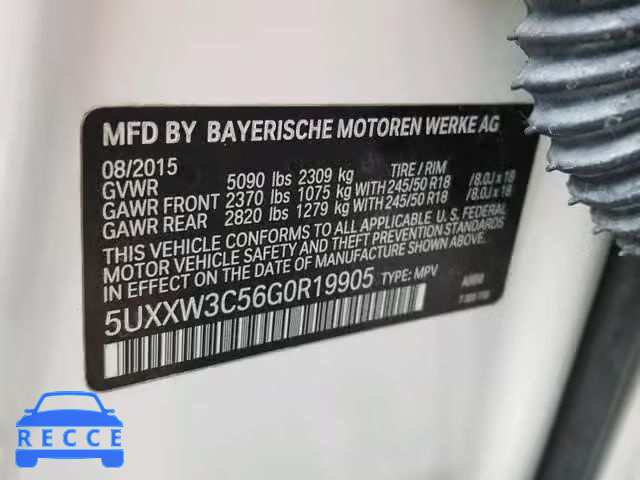 2016 BMW X4 XDRIVE2 5UXXW3C56G0R19905 зображення 9