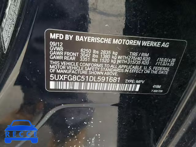 2013 BMW X6 XDRIVE5 5UXFG8C51DL591681 image 9