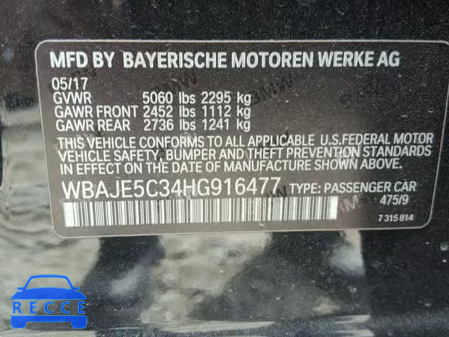 2017 BMW 540 I WBAJE5C34HG916477 image 9
