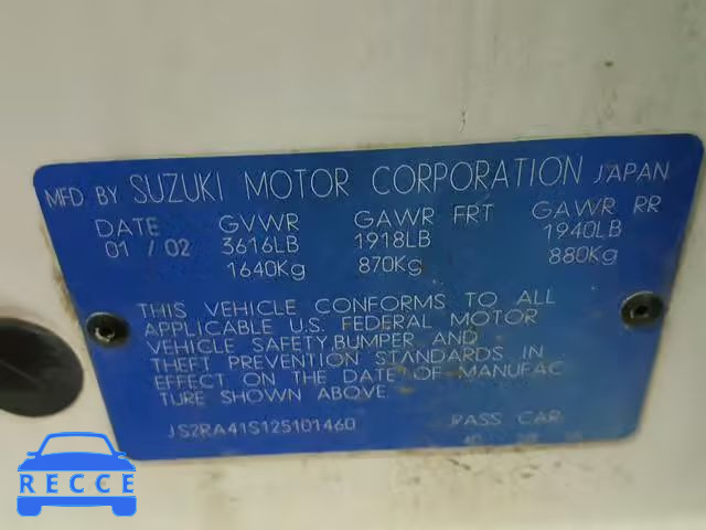 2002 SUZUKI AERIO S JS2RA41S125101460 image 9