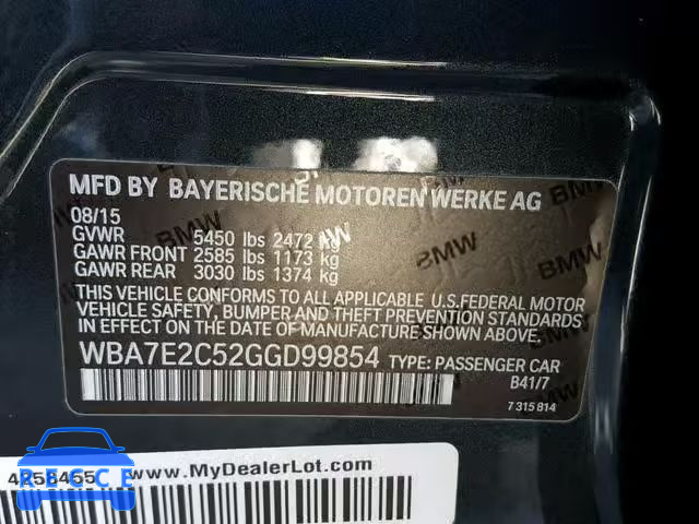 2016 BMW 740 I WBA7E2C52GGD99854 image 9