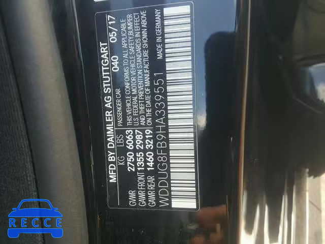 2017 MERCEDES-BENZ S 550 4MAT WDDUG8FB9HA339551 image 9