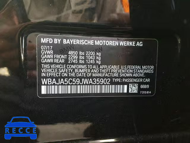 2018 BMW 530 I WBAJA5C59JWA35902 Bild 9