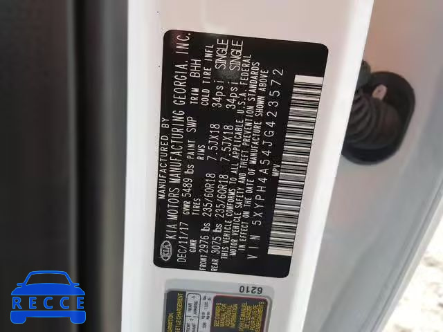 2018 KIA SORENTO EX 5XYPH4A54JG423572 image 9