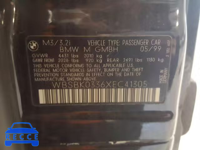1999 BMW M3 AUTOMATICAT WBSBK0336XEC41305 image 9
