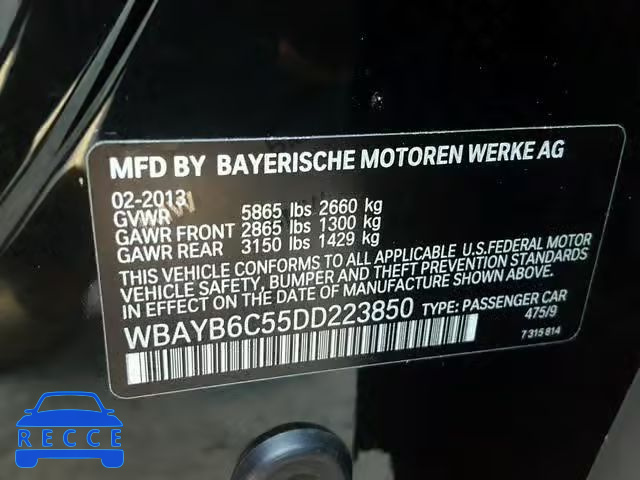 2013 BMW 750I XDRIV WBAYB6C55DD223850 зображення 9