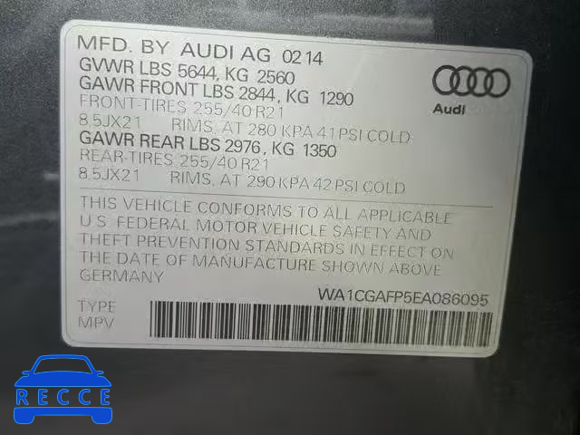 2014 AUDI SQ5 PREMIU WA1CGAFP5EA086095 image 9