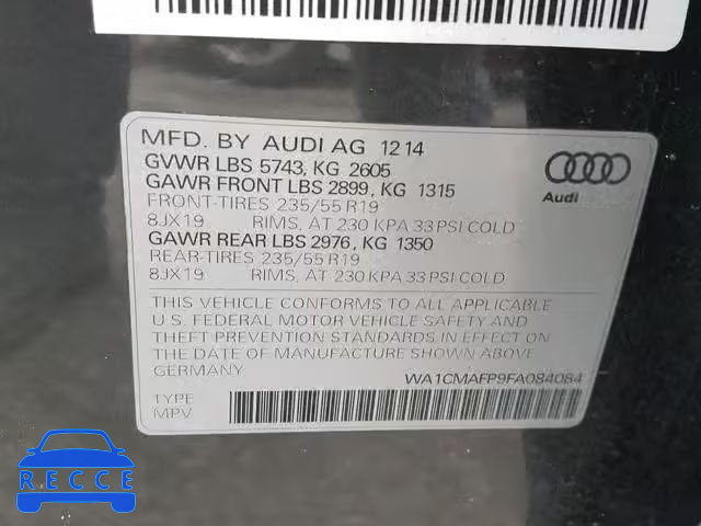 2015 AUDI Q5 TDI WA1CMAFP9FA084084 Bild 9