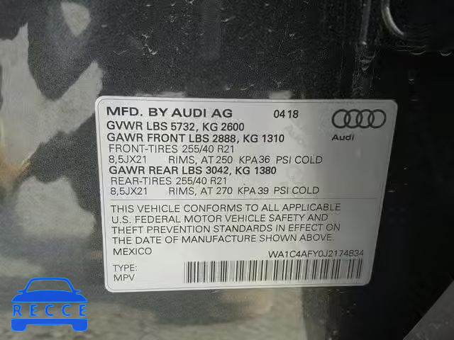 2018 AUDI SQ5 PRESTI WA1C4AFY0J2174834 image 9