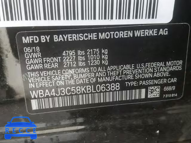2019 BMW 430XI GRAN WBA4J3C58KBL06388 Bild 9