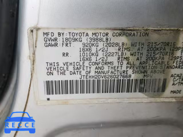 2002 TOYOTA RAV 4 JTEHH20V626027668 image 9