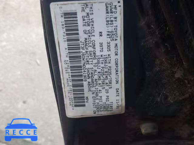 1992 TOYOTA LAND CRUIS JT3FJ80W7N0041909 image 9