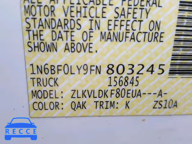 2015 NISSAN NV 2500 1N6BF0LY9FN803245 image 9