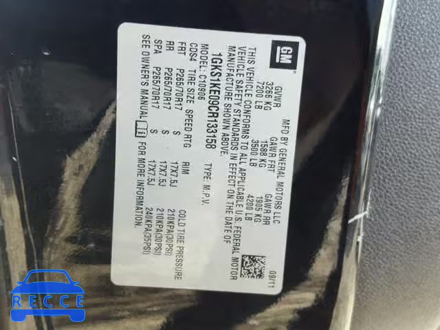 2012 GMC YUKON XL C 1GKS1KE09CR133158 image 9