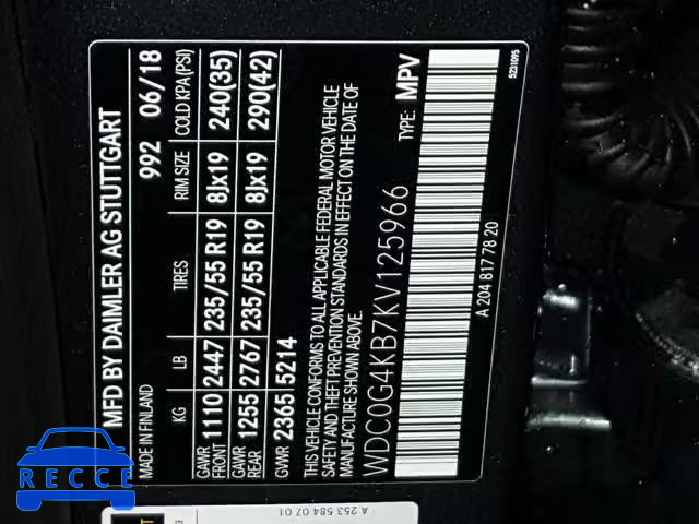 2019 MERCEDES-BENZ GLC 300 4M WDC0G4KB7KV125966 зображення 9