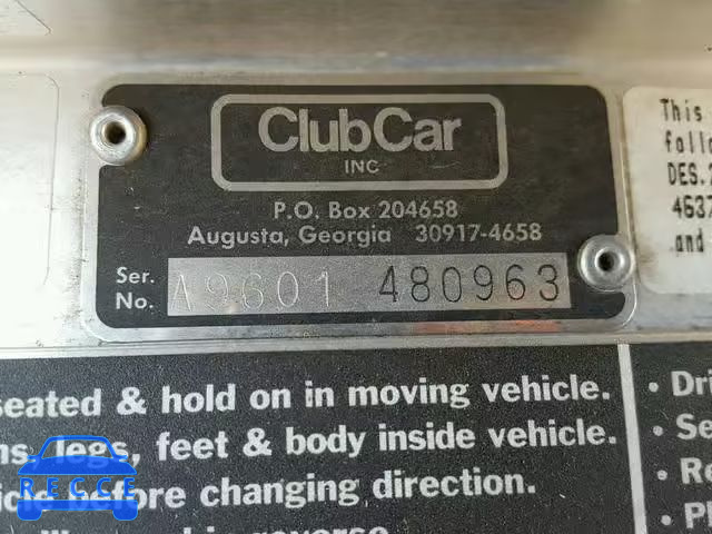 1996 CLUB GOLF CART A9601480963 image 9