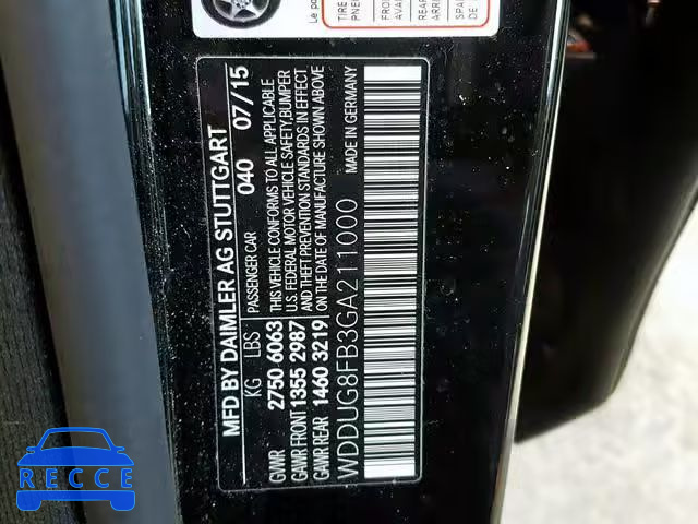 2016 MERCEDES-BENZ S 550 4MAT WDDUG8FB3GA211000 зображення 9