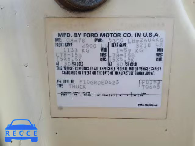 1979 FORD OTHER F10GRDE0623 image 9