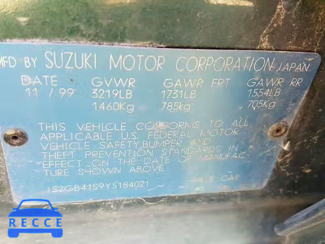 2000 SUZUKI ESTEEM GL JS2GB41S9Y5184021 Bild 9