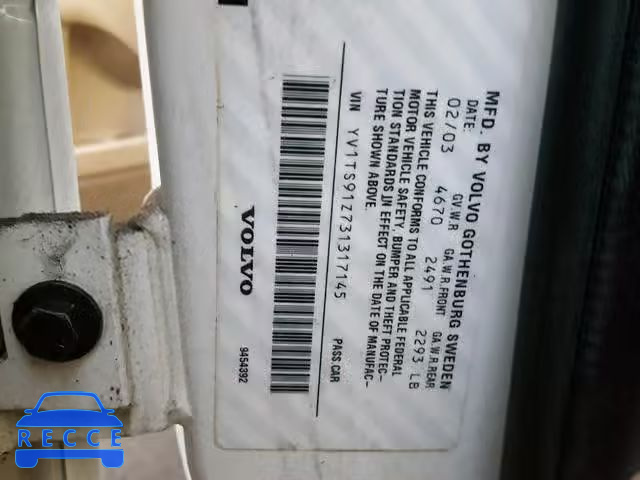 2003 VOLVO S80 T6 TUR YV1TS91Z731317145 image 9