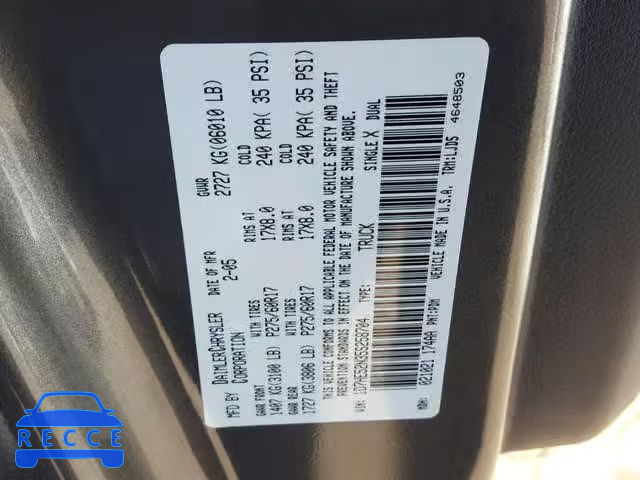 2005 DODGE DAKOTA LAR 1D7HE52N35S258704 Bild 9