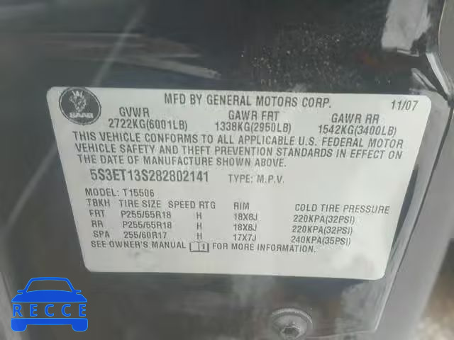 2008 SAAB 9-7X 4.2I 5S3ET13S282802141 image 9