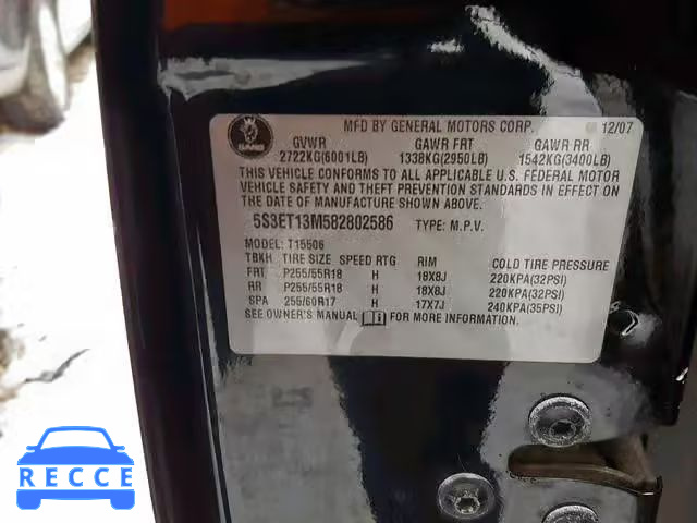 2008 SAAB 9-7X 5.3I 5S3ET13M582802586 image 9