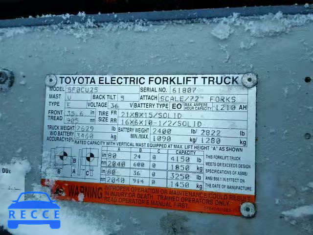 1997 TOYOTA FORKLIFT 61807 image 9