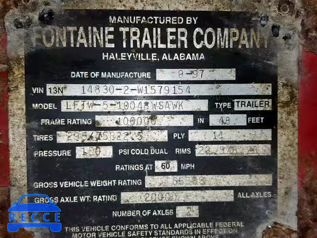 1998 FONTAINE TRAILER 13N148302W1579154 image 9