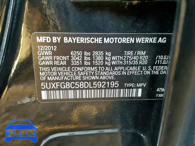 2013 BMW X6 XDRIVE5 5UXFG8C58DL592195 image 9