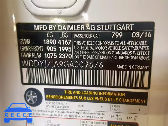 2016 MERCEDES-BENZ AMG GT S WDDYJ7JA9GA009676 image 9