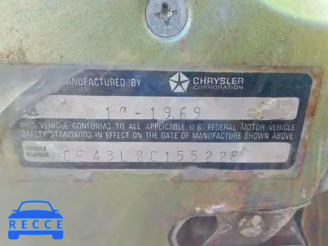 1970 CHRYSLER NEWPORT CE43L0C155228 зображення 9
