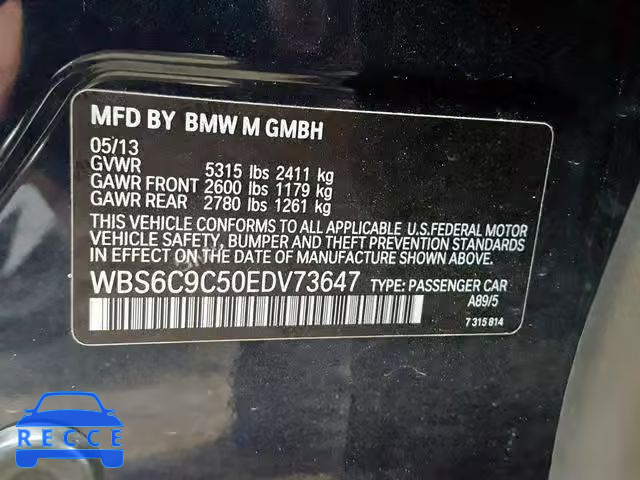 2014 BMW M6 GRAN CO WBS6C9C50EDV73647 зображення 9