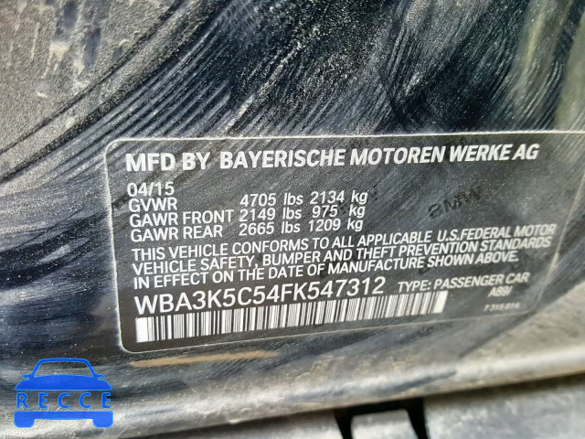 2015 BMW 328 D WBA3K5C54FK547312 зображення 9