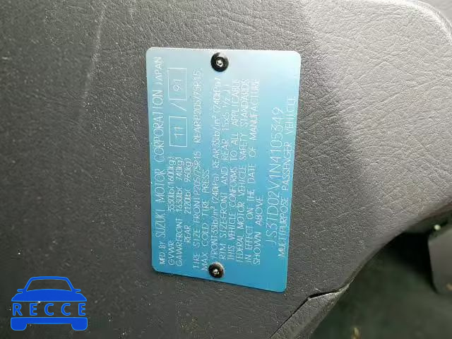 1992 SUZUKI SIDEKICK J JS3TD02V1N4105349 Bild 9