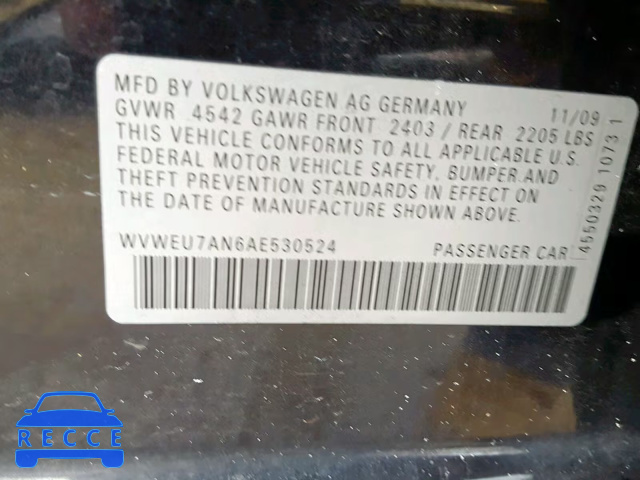 2010 VOLKSWAGEN CC VR6 WVWEU7AN6AE530524 Bild 9