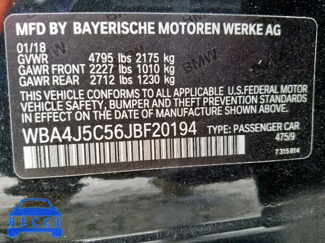 2018 BMW 440I GRAN WBA4J5C56JBF20194 зображення 9