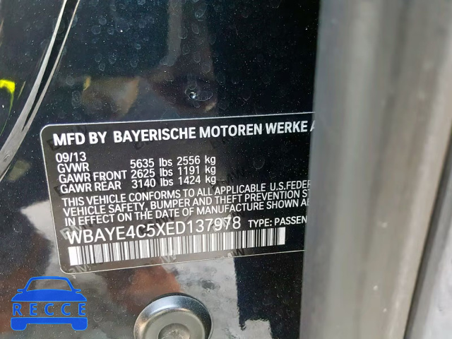 2014 BMW 740 LI WBAYE4C5XED137978 зображення 9