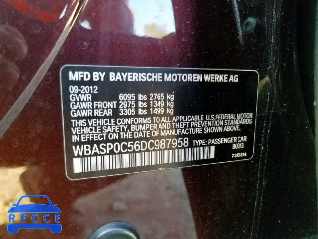 2013 BMW 550 XIGT WBASP0C56DC987958 зображення 9