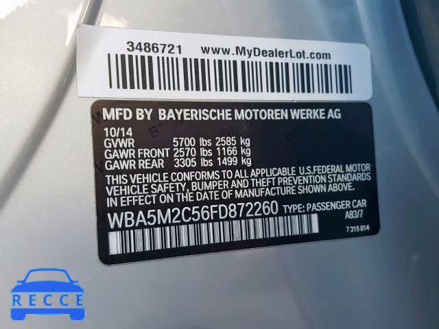 2015 BMW 535 IGT WBA5M2C56FD872260 image 9