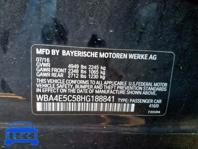 2017 BMW 440XI GRAN WBA4E5C58HG188841 image 9