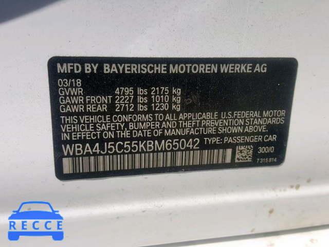 2019 BMW 440I GRAN WBA4J5C55KBM65042 image 9