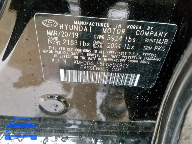 2020 HYUNDAI ELANTRA SE KMHD84LF5LU894913 image 9